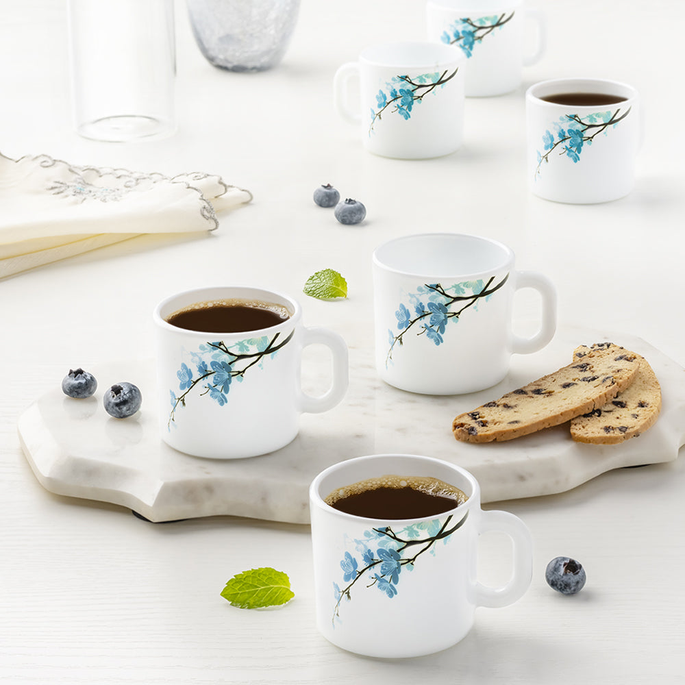 Larah by Borosil Mimosa Mug Set 100 ml x 6
