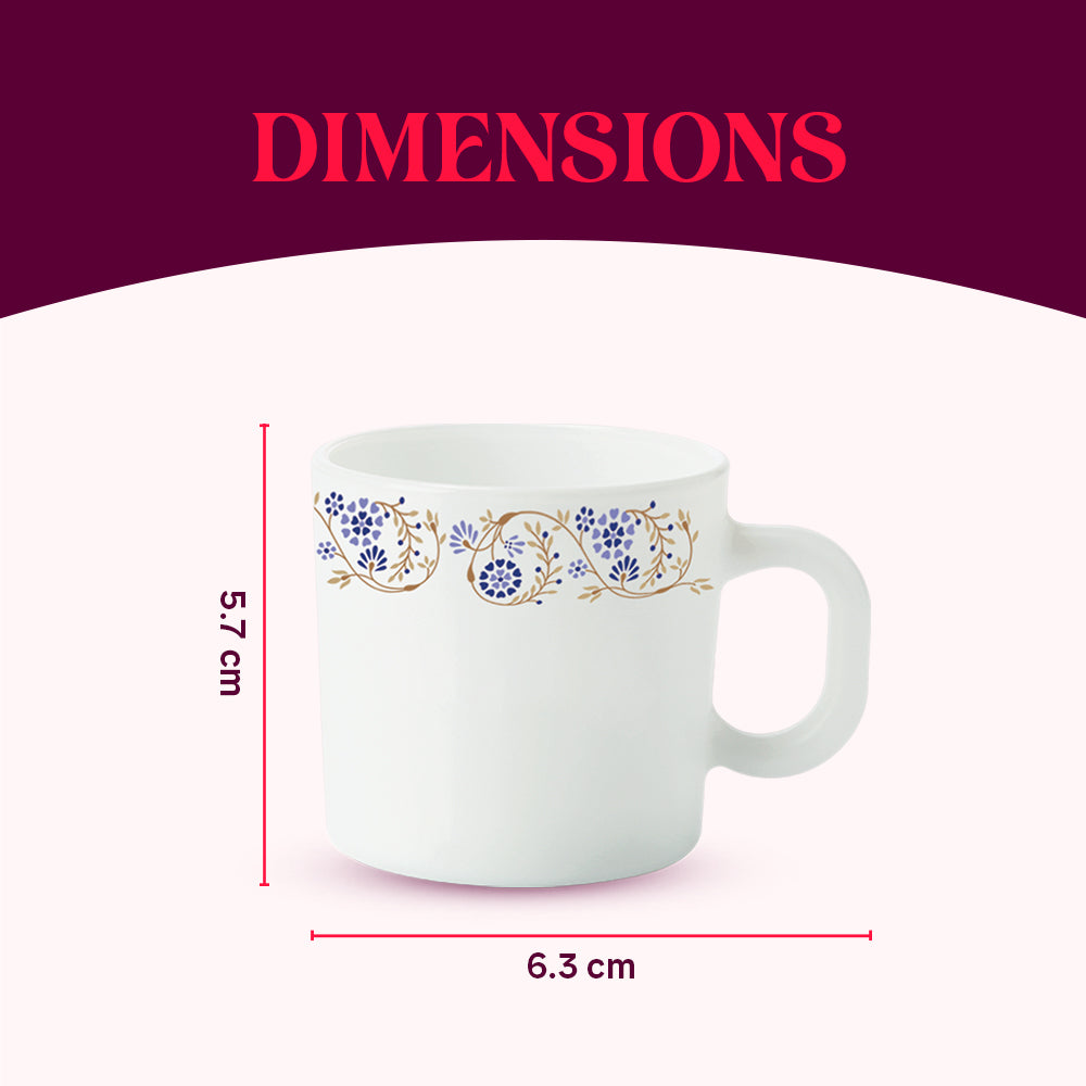 Larah by Borosil Mist Mug Set 100 ml x 6