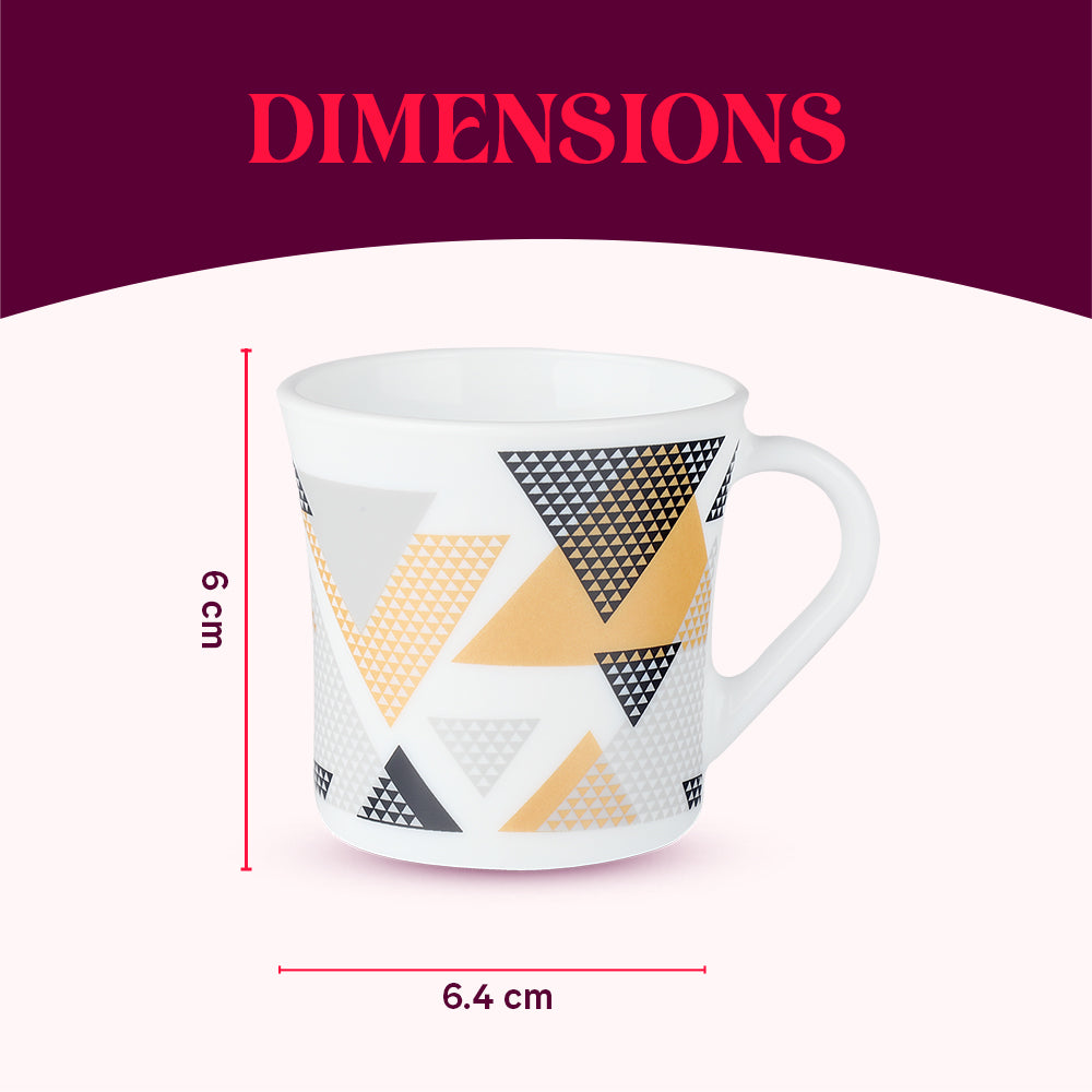 Larah by Borosil Crysta Nivaah Mug Set 100 ml x 6