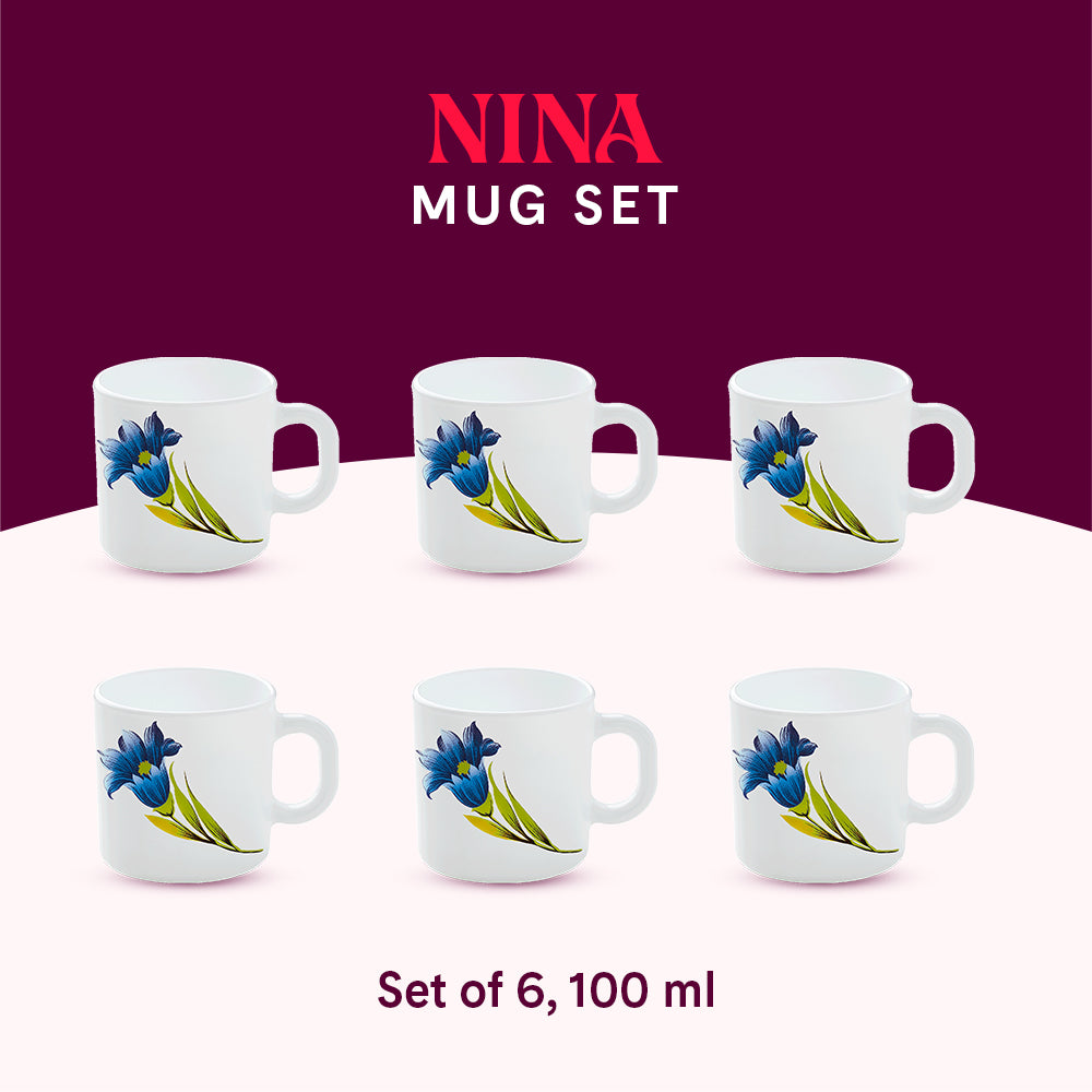Larah by Borosil Nina Mug Set 100 ml x 6