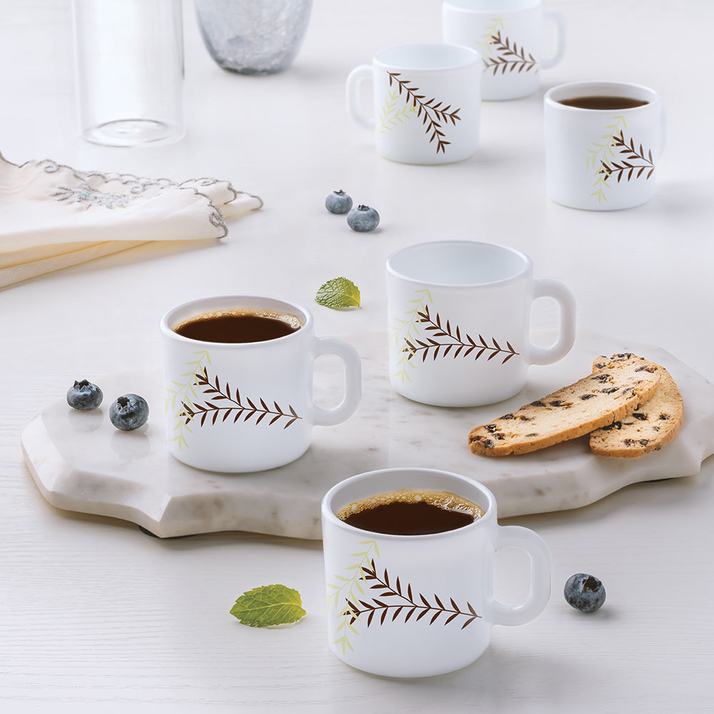 Larah by Borosil Oak Mug Set 100 ml x 6