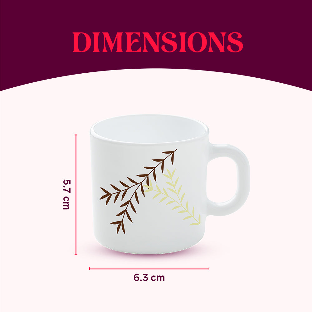 Larah by Borosil Oak Mug Set 100 ml x 6