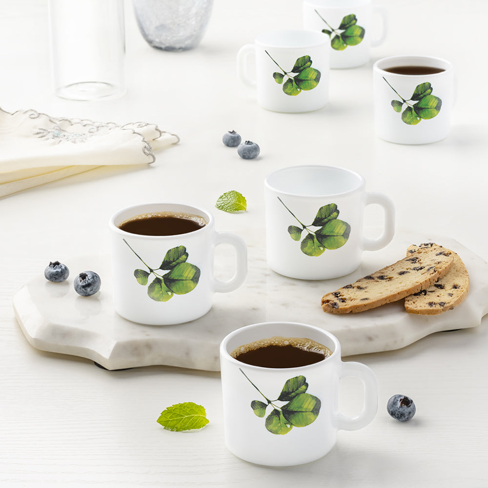 Larah by Borosil Oval Mug Set 100 ml x 6