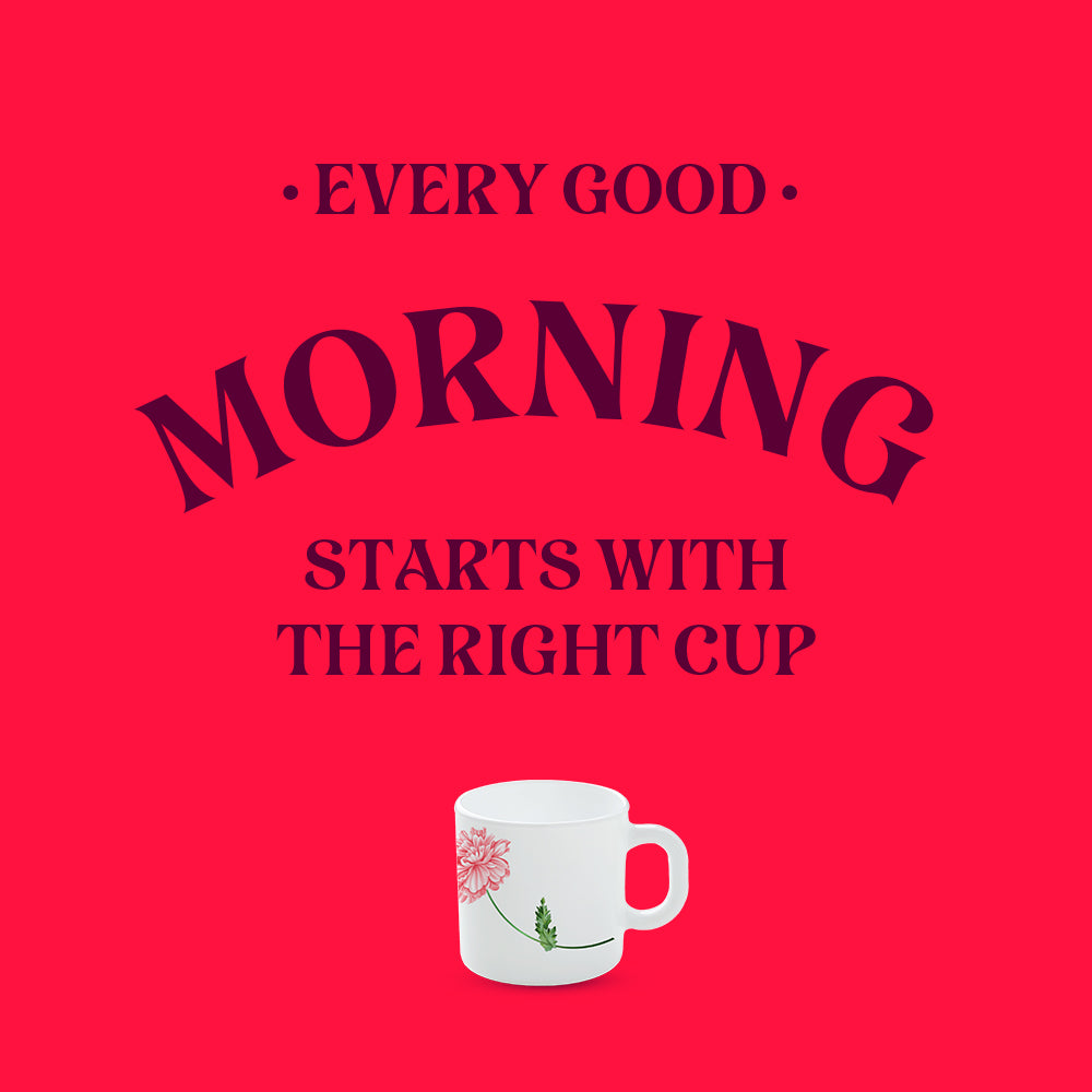 Larah by Borosil Red Mist Mug Set 100 ml x 6