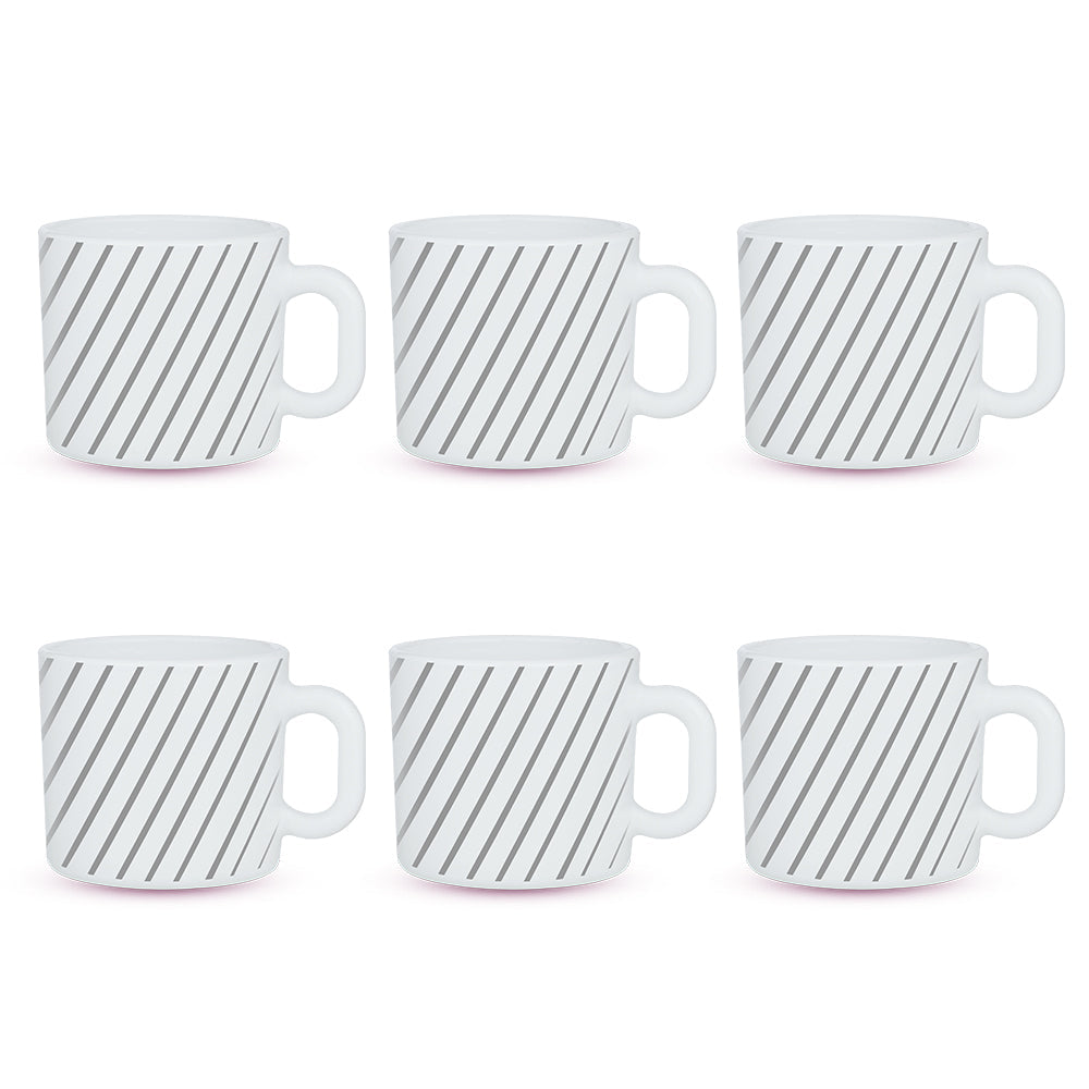 Larah by Borosil Silver Ray Mug Set, 8 pc