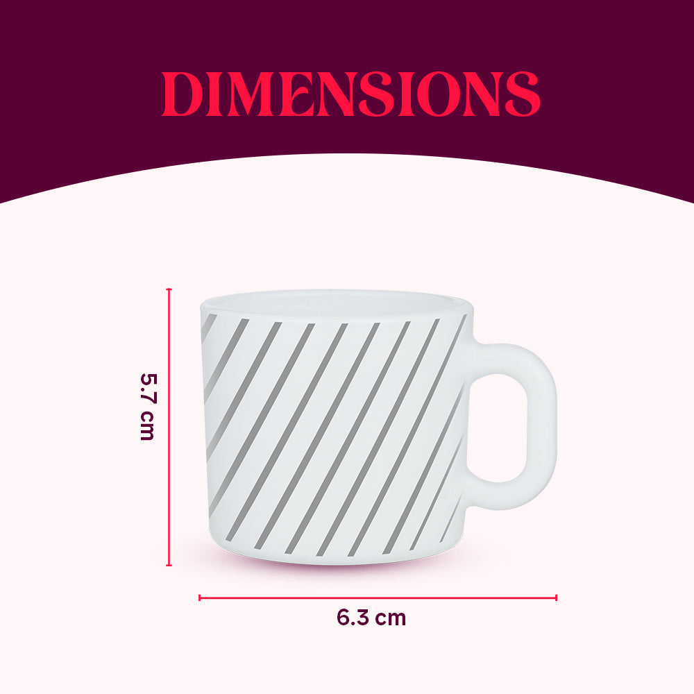 Larah by Borosil Silver Ray Mug Set, 8 pc
