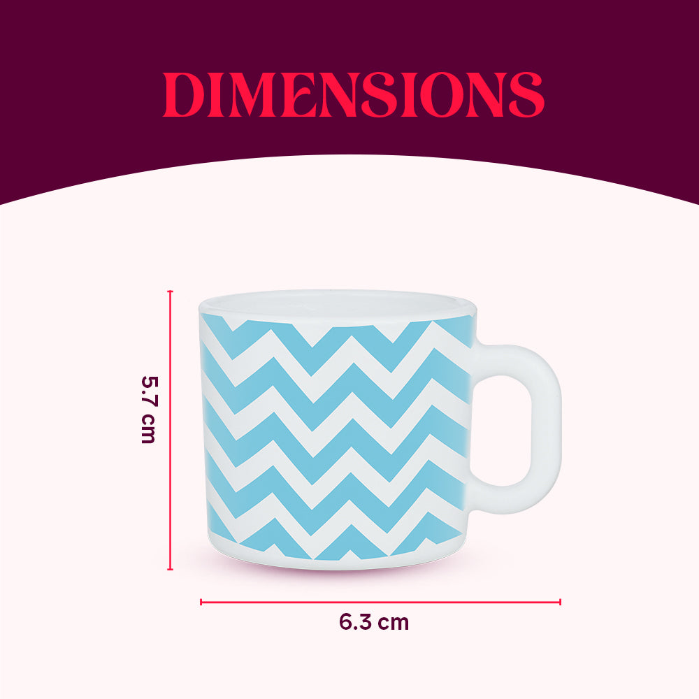 Larah by Borosil Sky Waves Mug Set 100 ml x 6