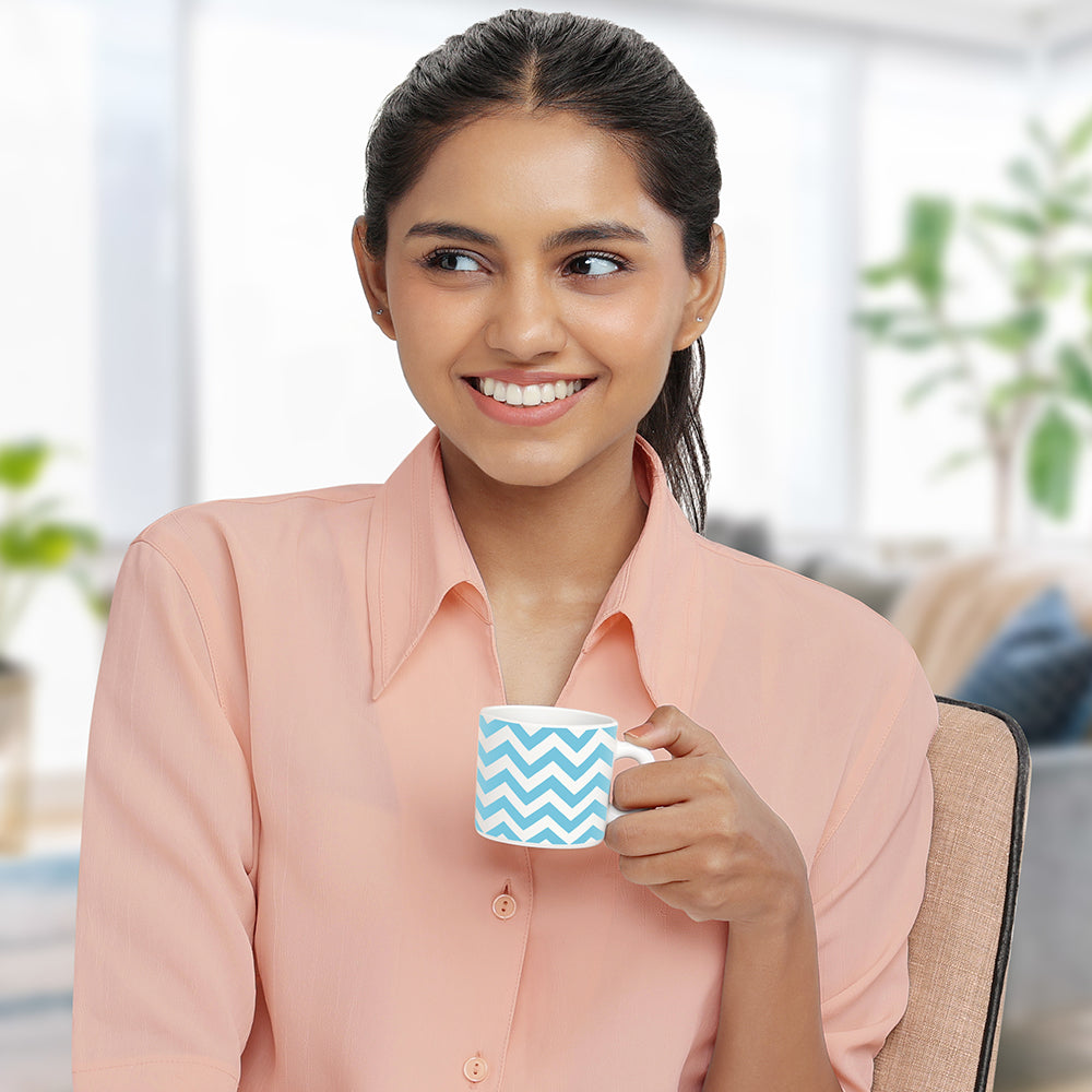 Larah by Borosil Sky Waves Mug Set 100 ml x 6