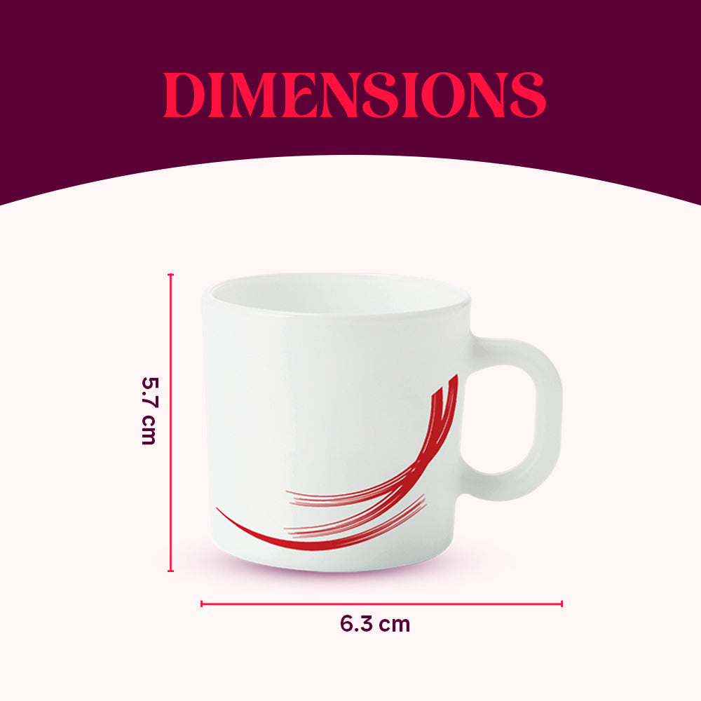 Larah by Borosil Red Stella Mug Set 100 ml x 6