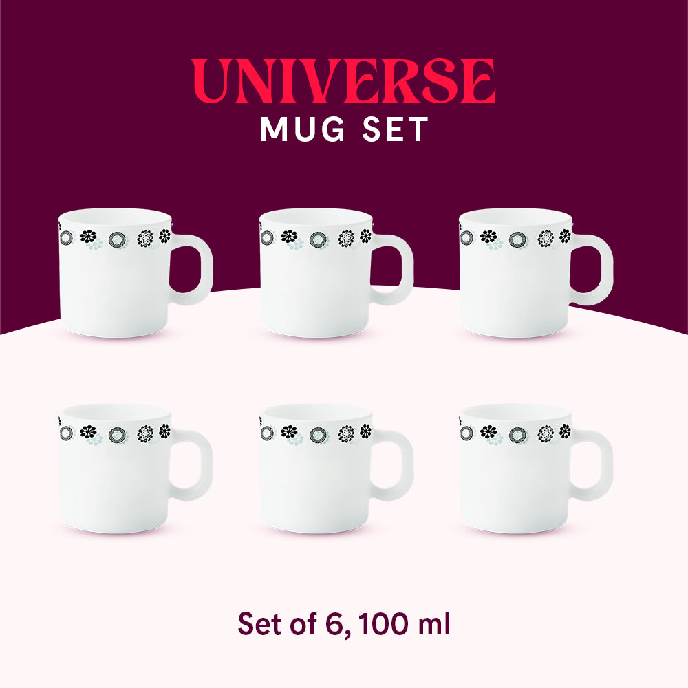 Larah by Borosil Universe Mug Set 100 ml x 6