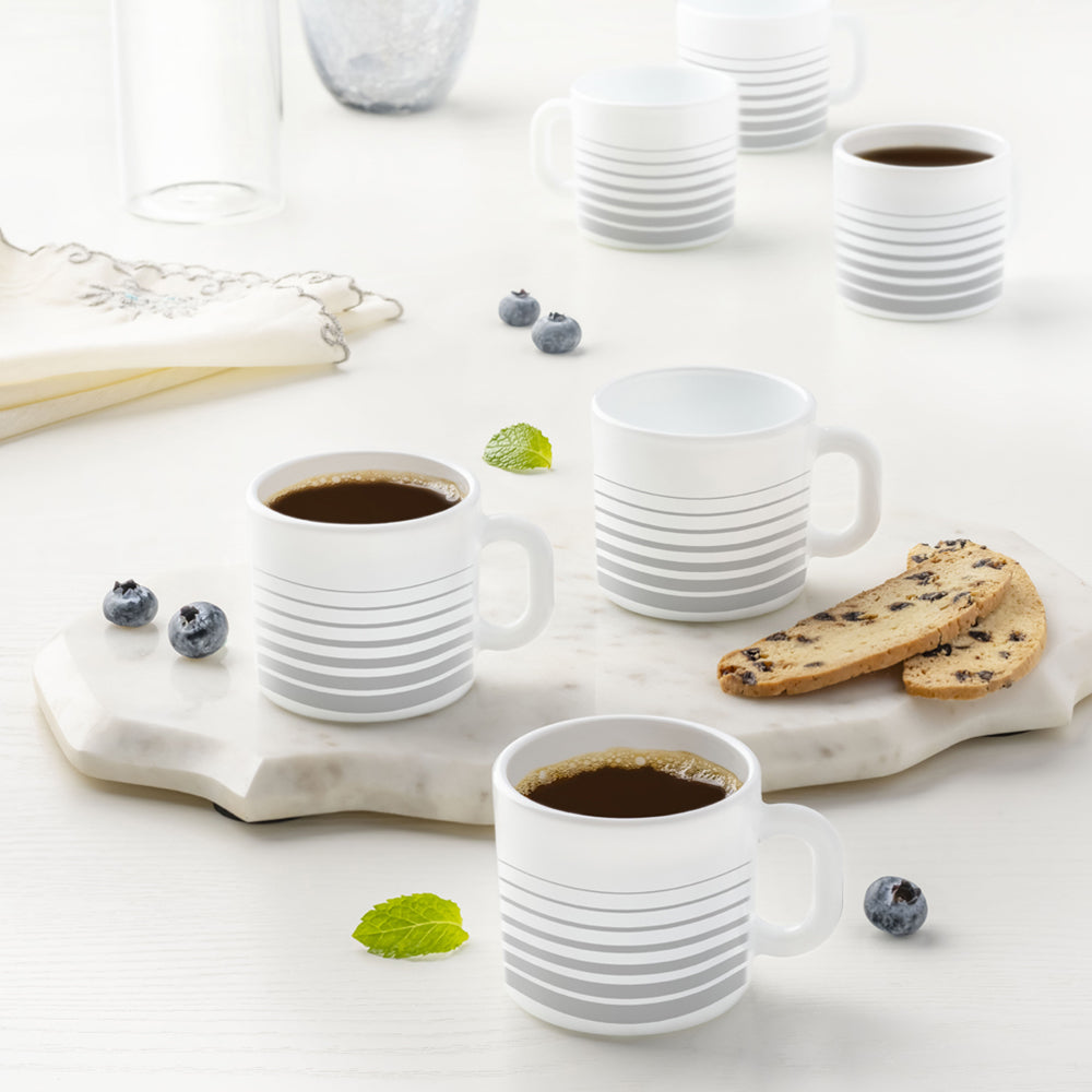 Larah by Borosil Urban Assorted Mug Set 100 ml x 6