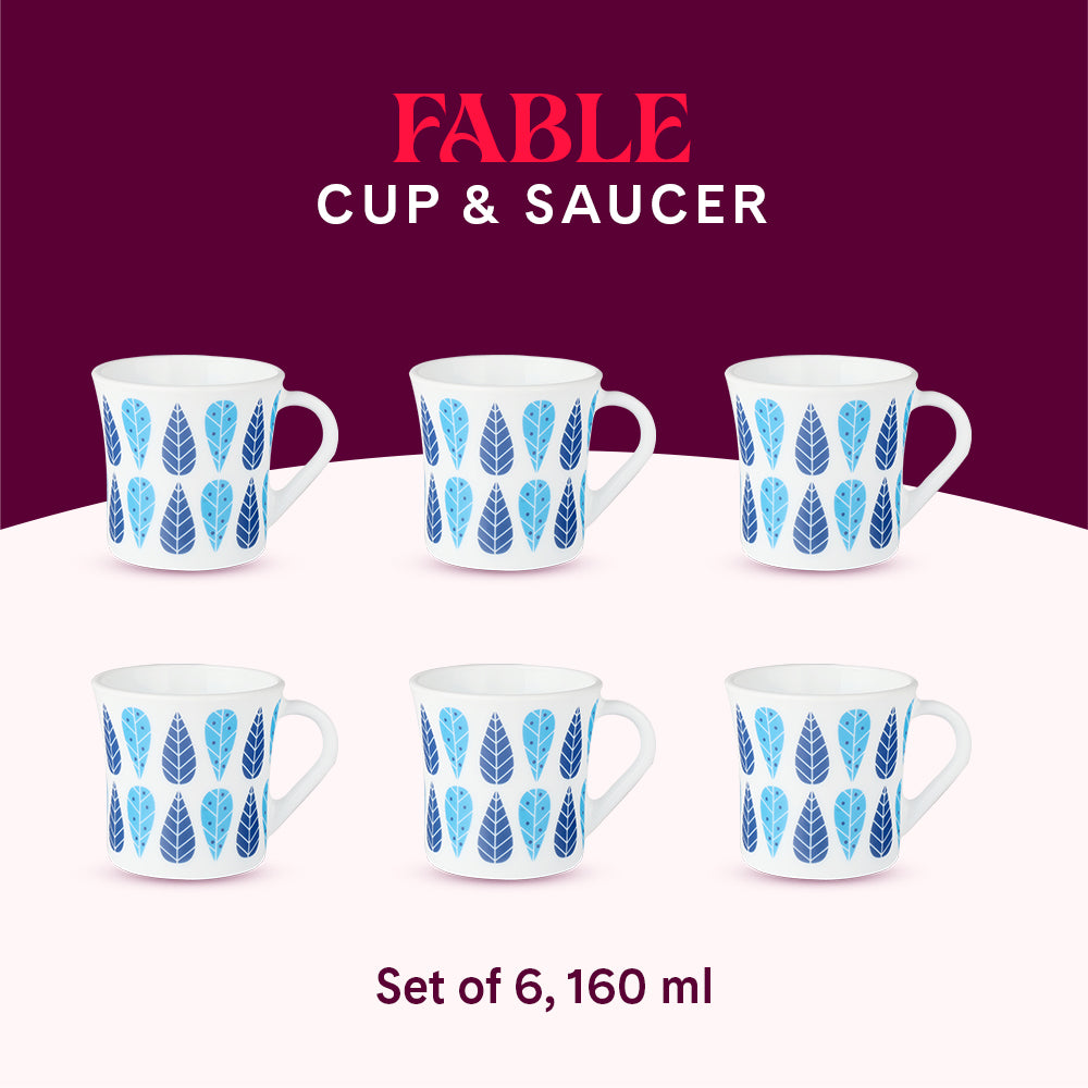 Larah by Borosil Crysta Fable Mug Set 160 ml x 6