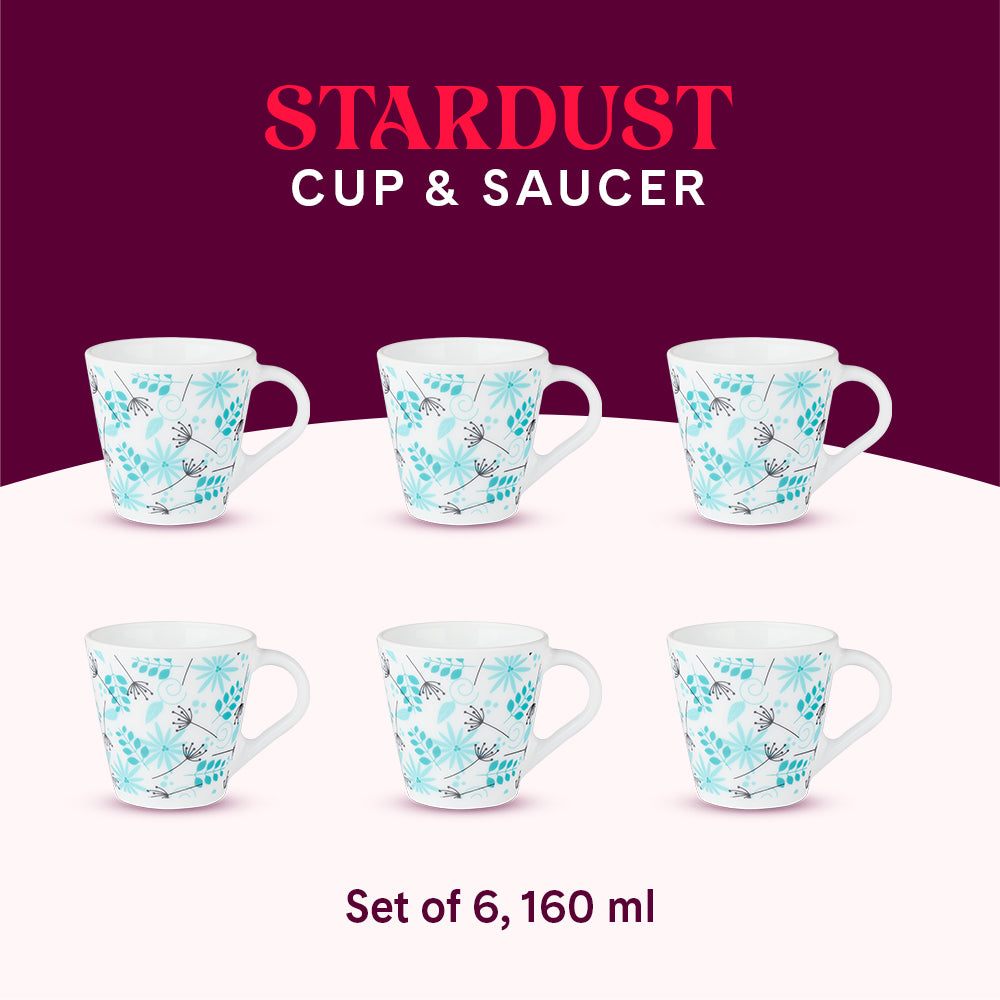 Larah by Borosil Novelty Stardust Mug Set 160 ml x 6