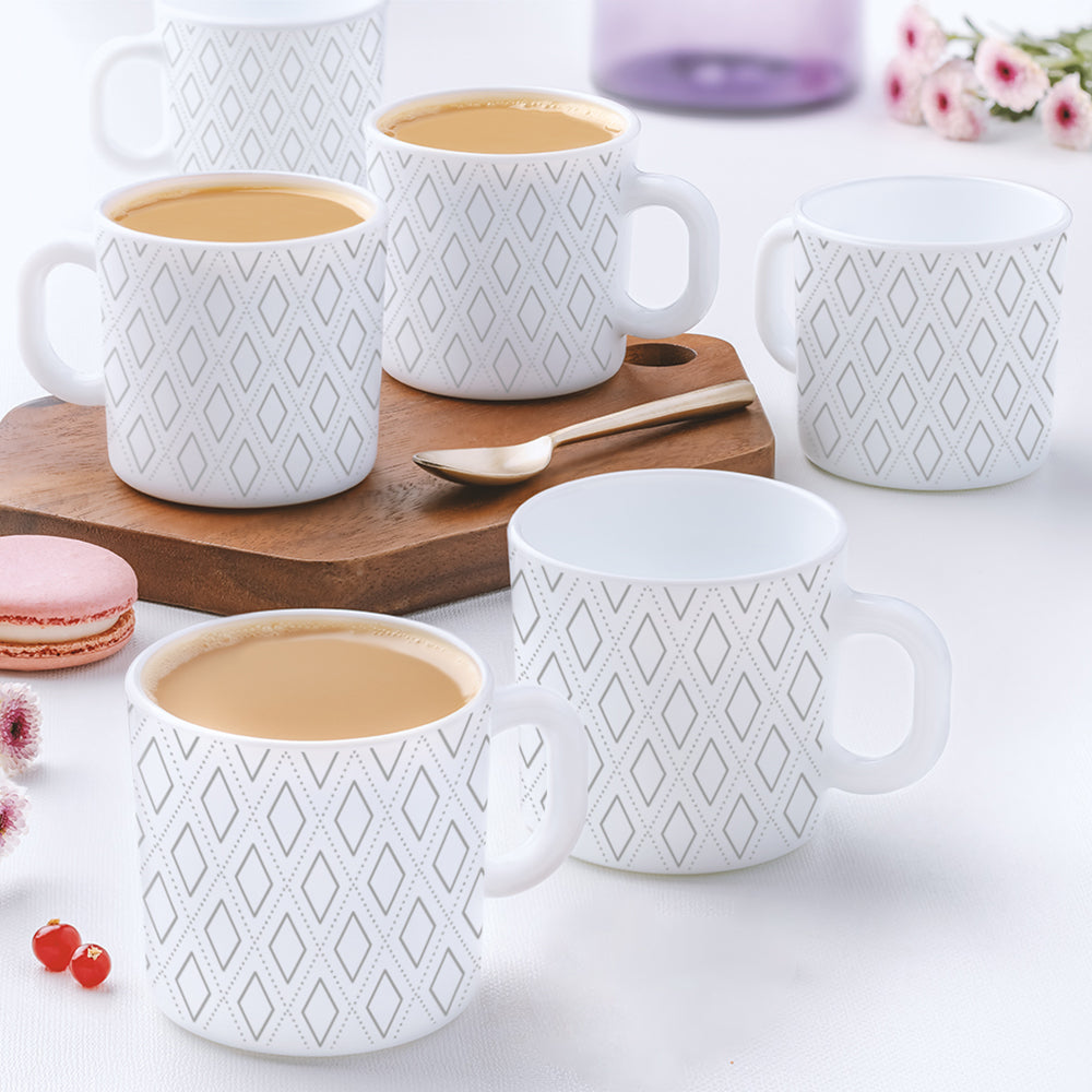 Larah by Borosil Angel Grey Mug Set 180 ml x 6