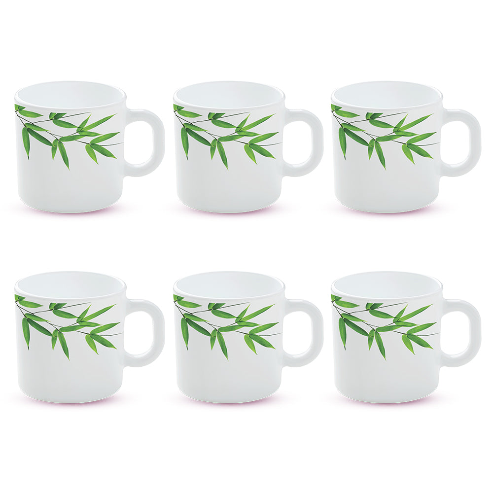 Larah by Borosil Bamboo Leaves Mug Set 180 ml x 6