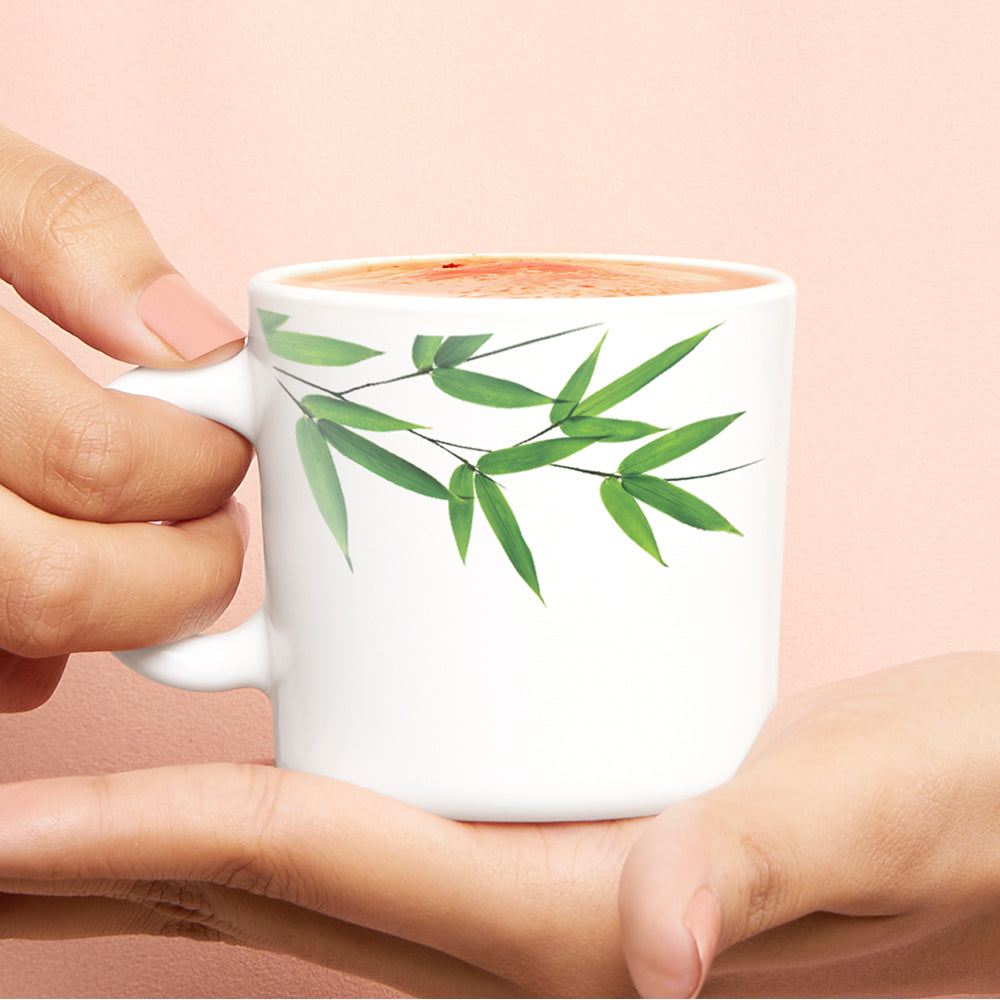 Larah by Borosil Bamboo Leaves Mug Set 180 ml x 6