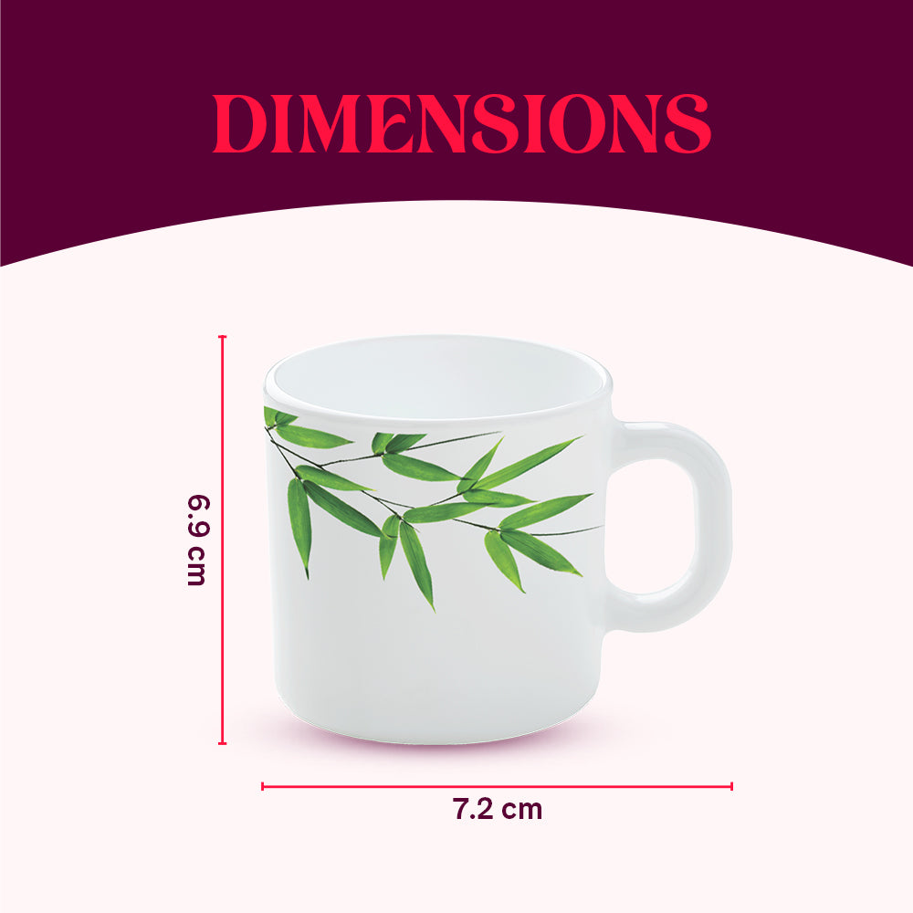 Larah by Borosil Bamboo Leaves Mug Set 180 ml x 6