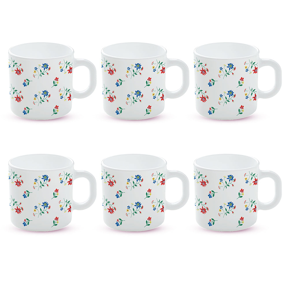 Larah by Borosil Bouquet Mug Set 180 ml x 6
