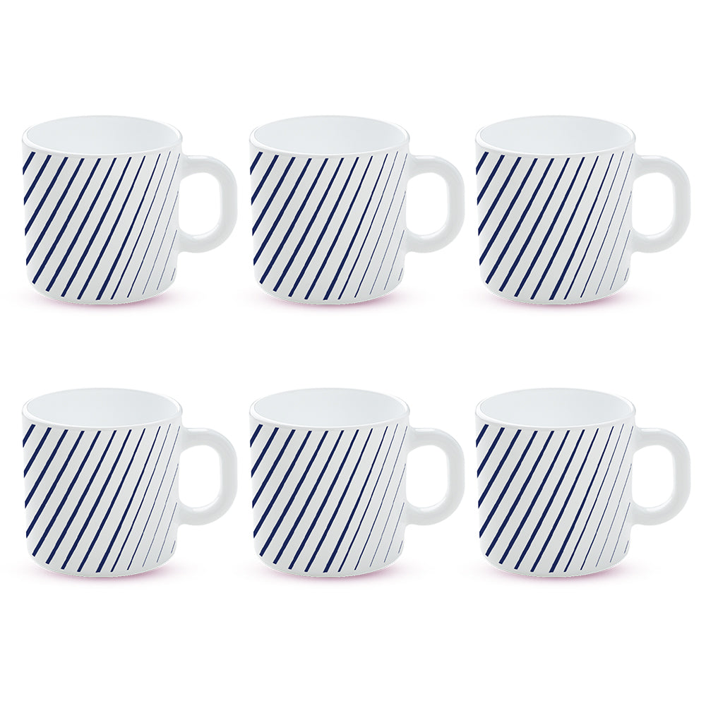 Larah by Borosil Indigo Ray Mug Set 180 ml x 6
