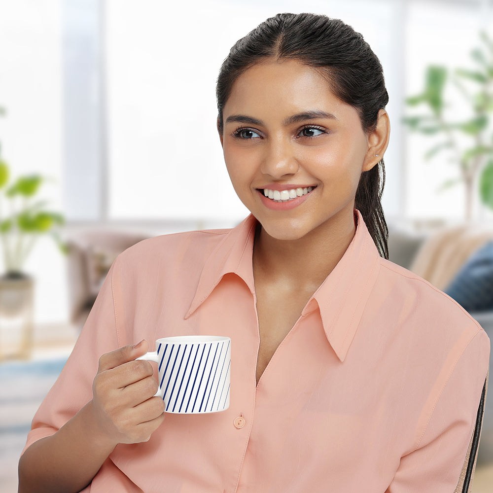 Larah by Borosil Indigo Ray Mug Set 180 ml x 6