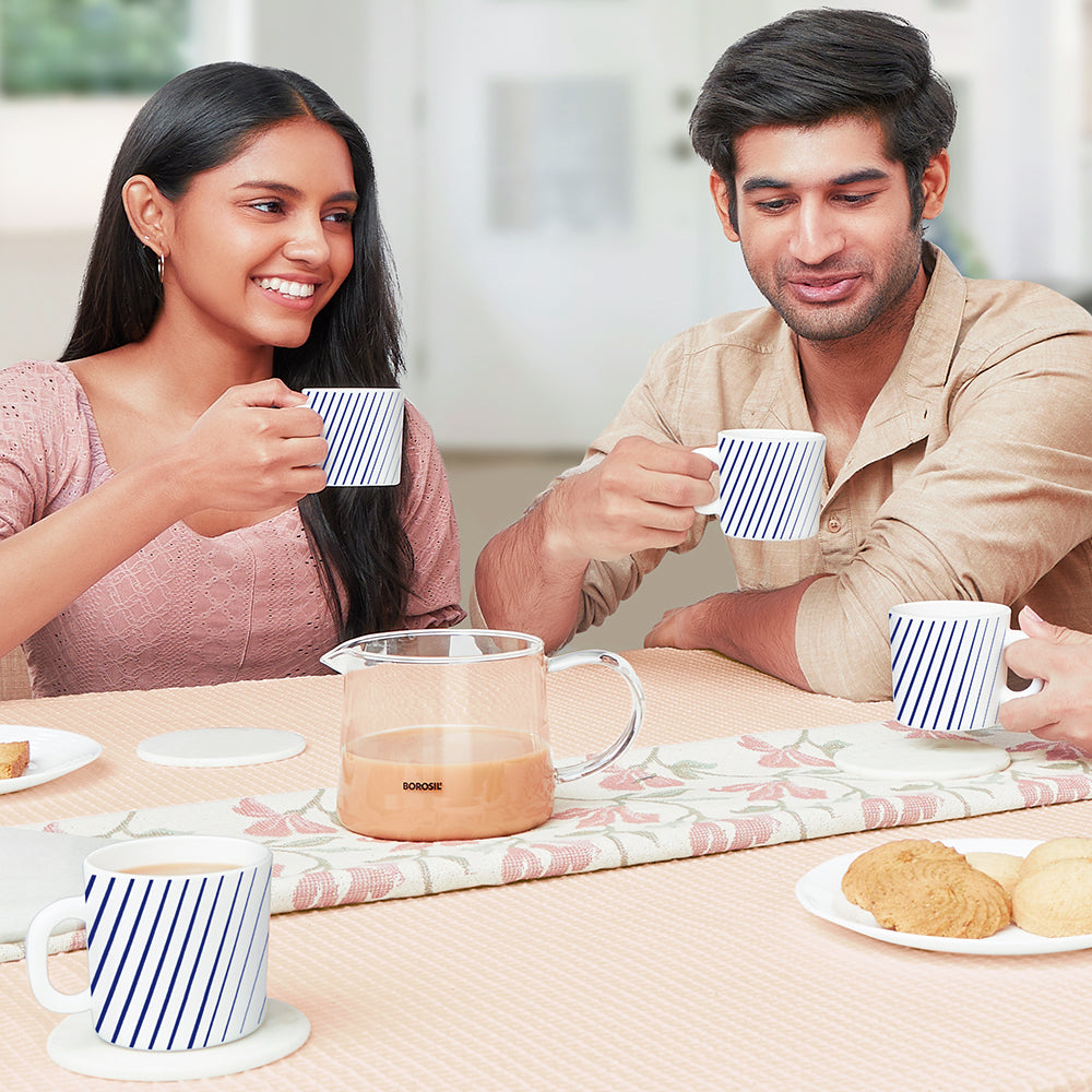 Larah by Borosil Indigo Ray Mug Set 180 ml x 6