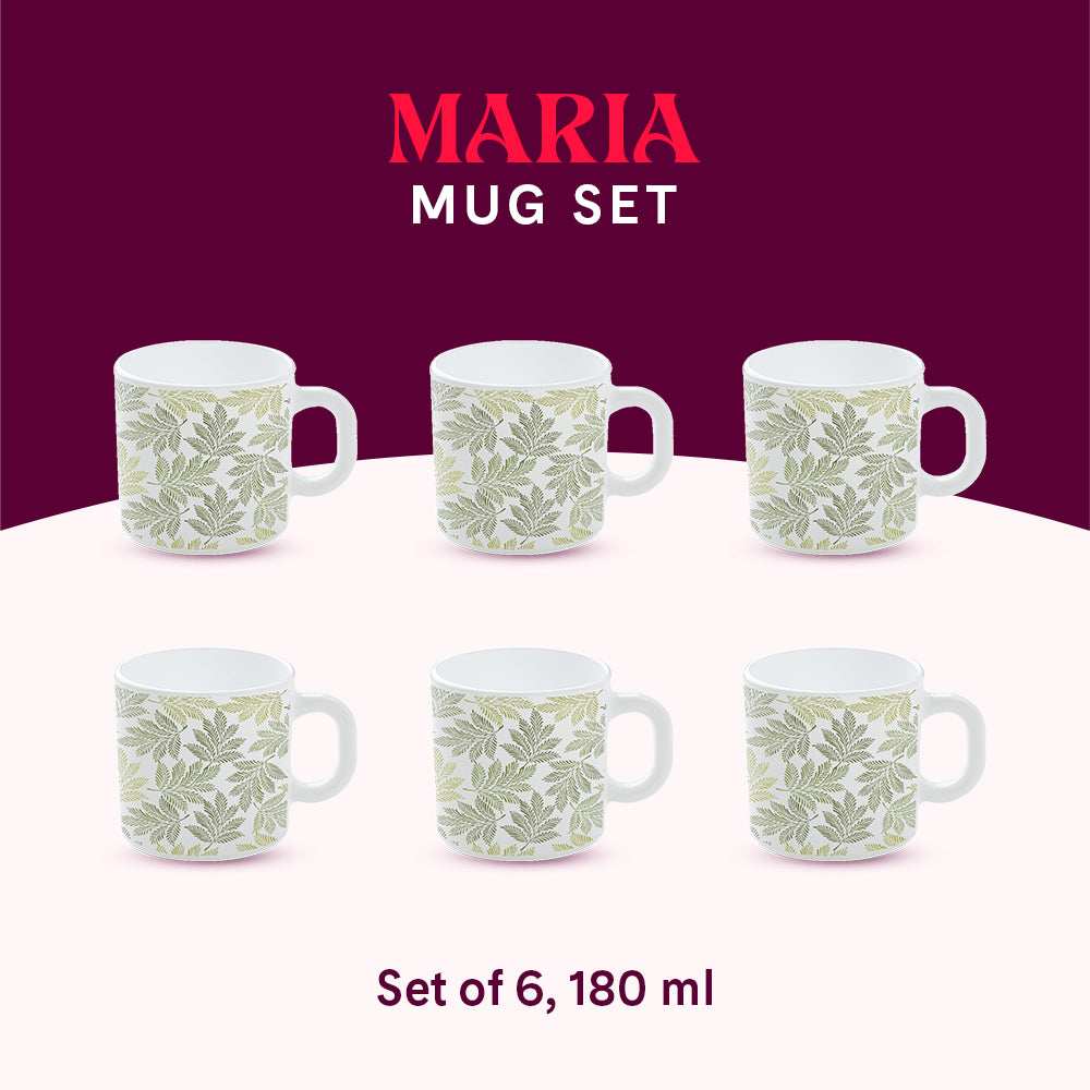 Larah by Borosil Maria Mug Set 180 ml x 6
