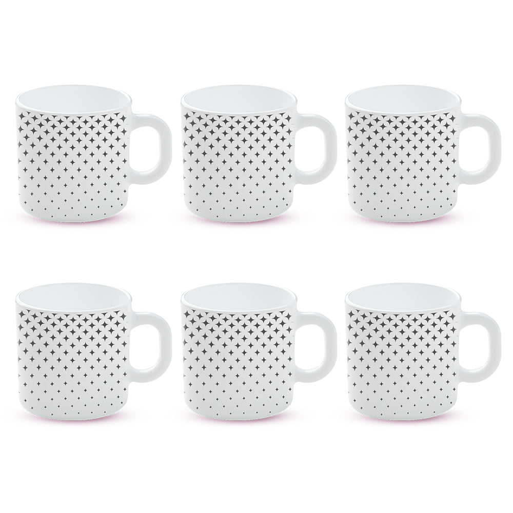 Larah by Borosil Nora Black Mug Set 180 ml x 6