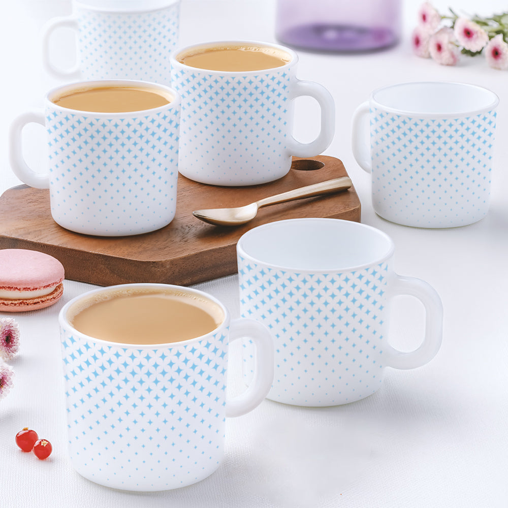 Larah by Borosil Nora Sky Mug Set 180 ml x 6