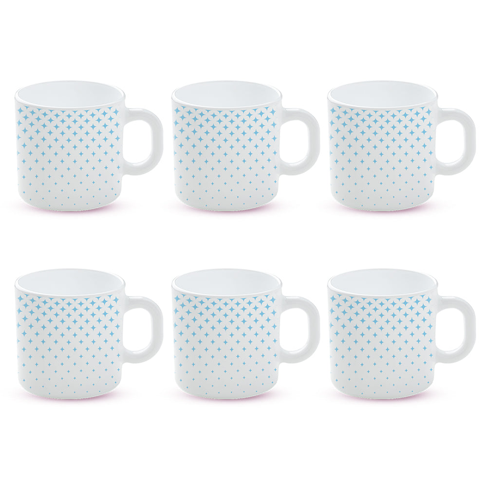 Larah by Borosil Nora Sky Mug Set 180 ml x 6
