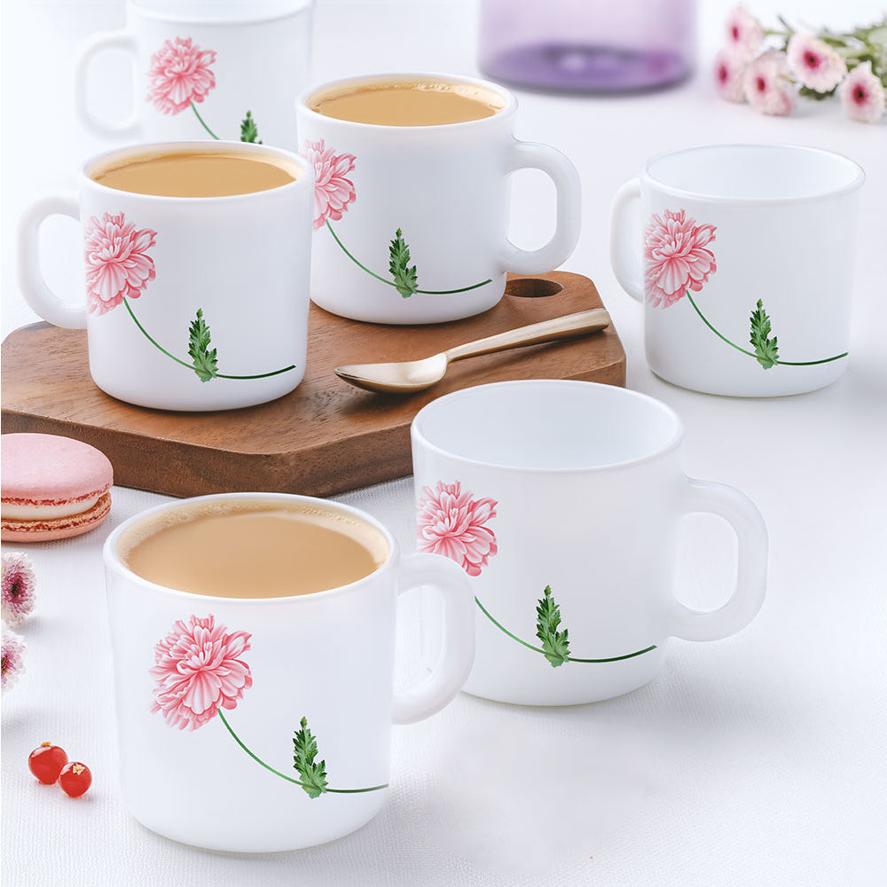 Larah by Borosil Red Mist Mug Set 180 ml x 6
