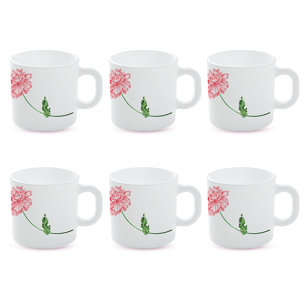 Larah by Borosil Red Mist Mug Set 180 ml x 6