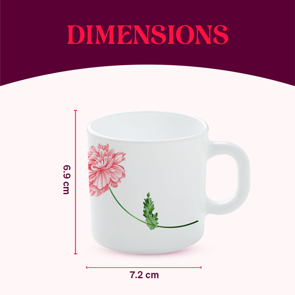 Larah by Borosil Red Mist Mug Set 180 ml x 6