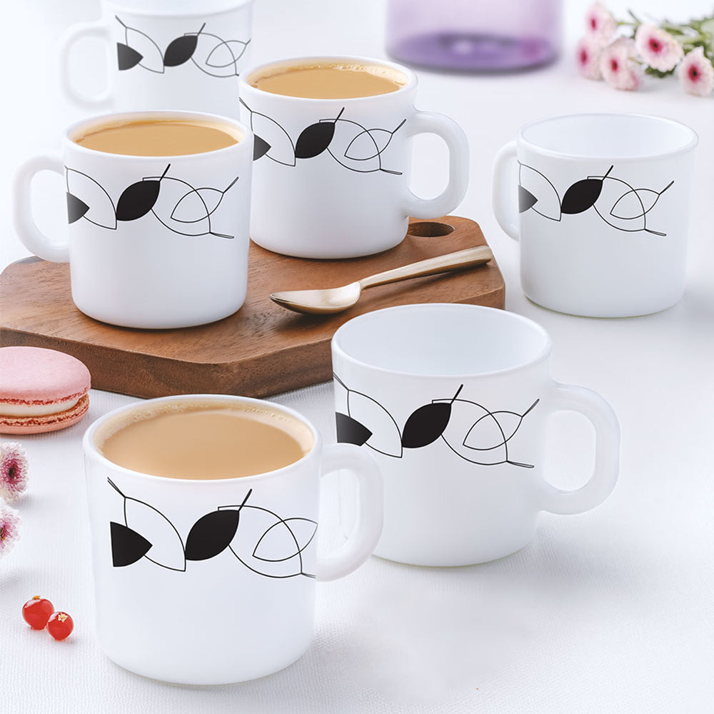 Larah by Borosil Shadow Mug Set 180 ml x 6 (Option 1)
