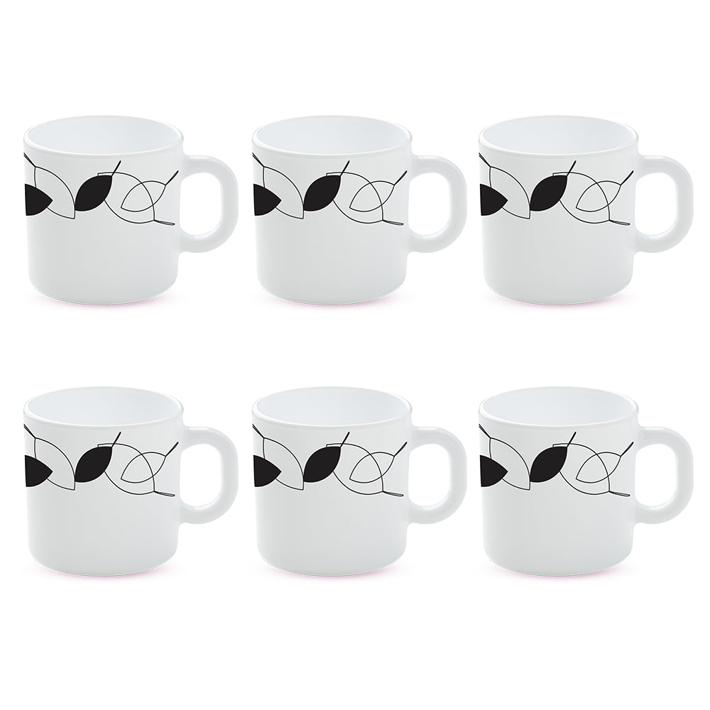 Larah by Borosil Shadow Mug Set 180 ml x 6 (Option 1)