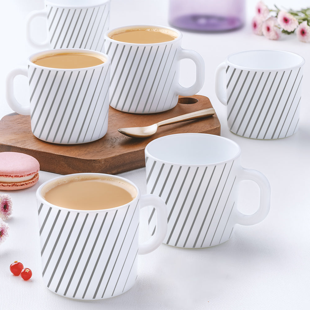 Larah by Borosil Silver Ray Mug Set 6 x 180 ml