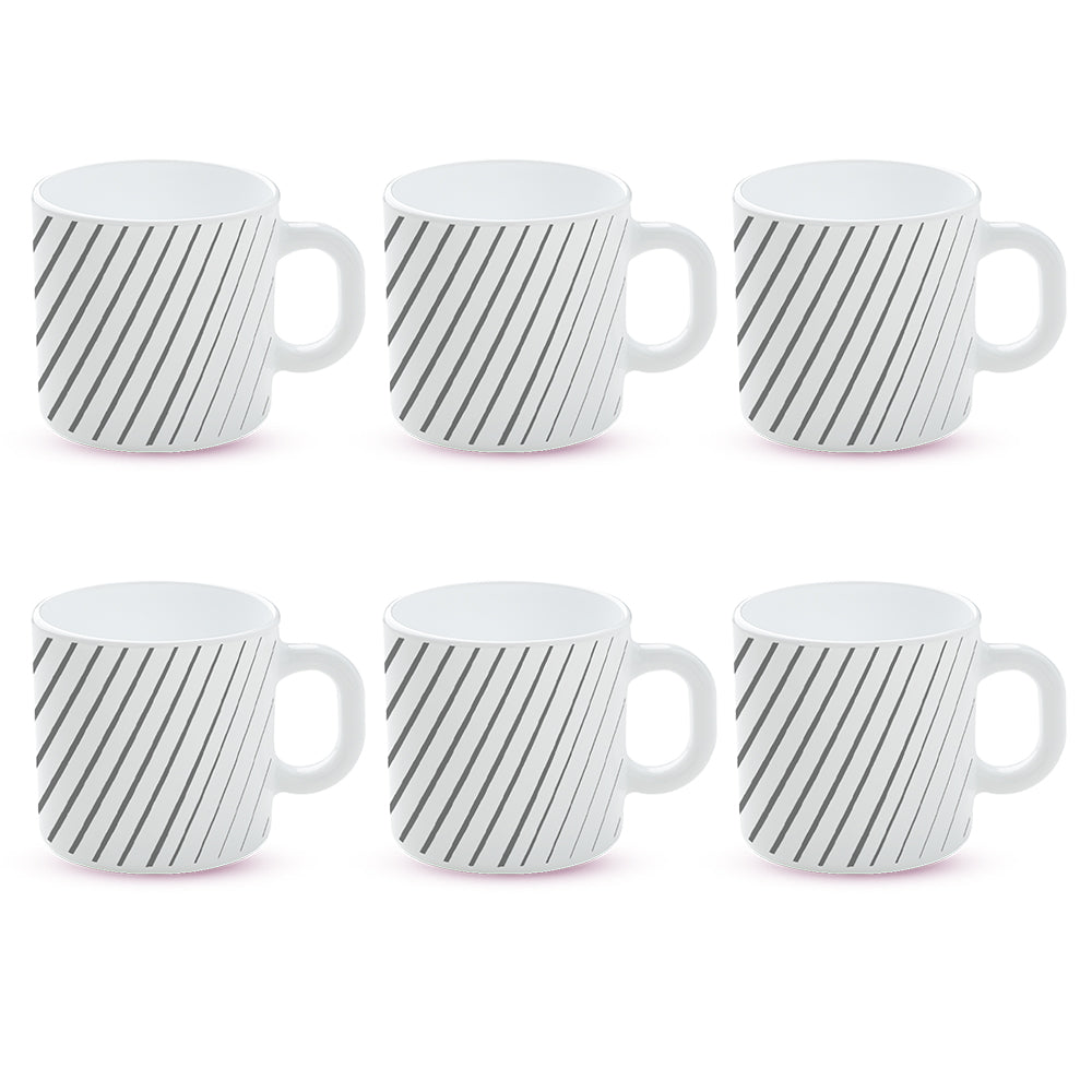 Larah by Borosil Silver Ray Mug Set 6 x 180 ml