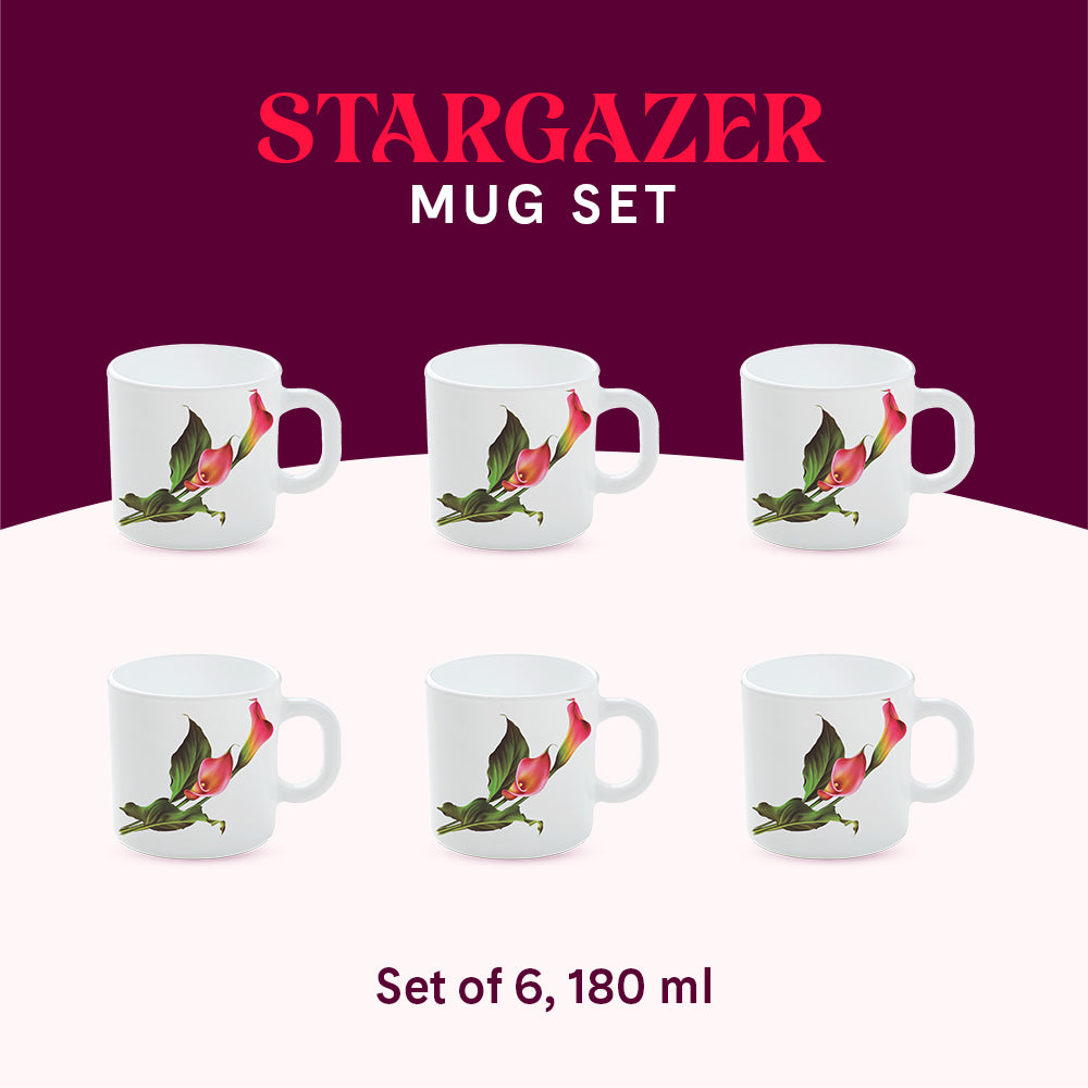 Larah by Borosil Stargazer Mug Set 180 ml x 6