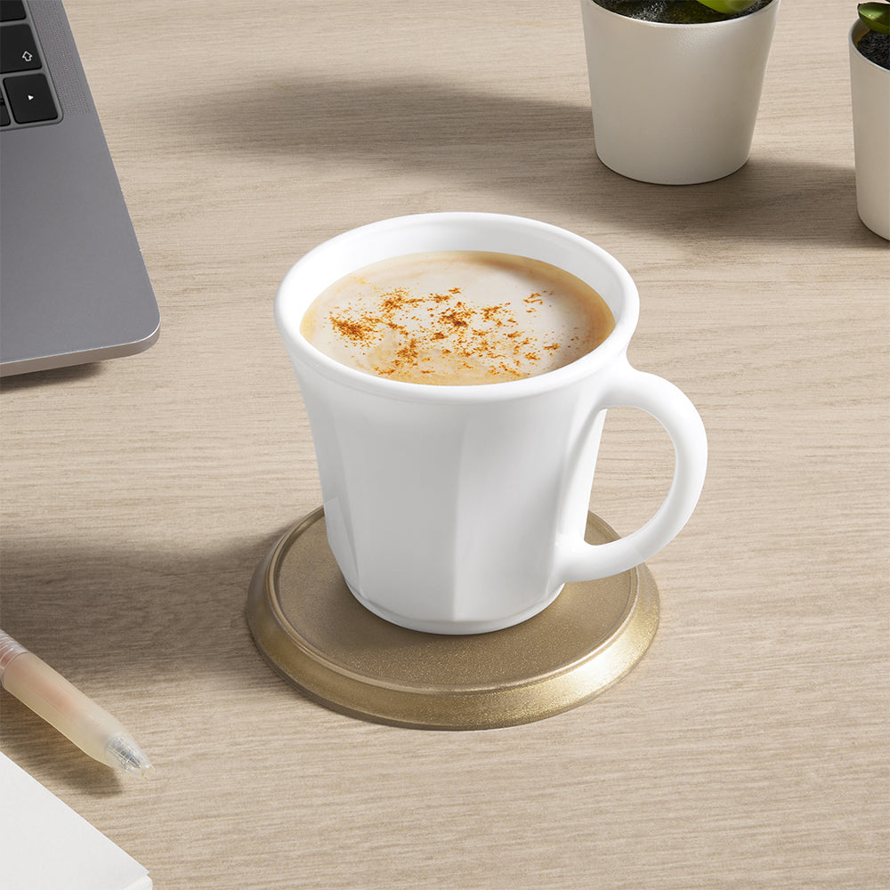 Larah By Borosil Octa Mug Set, White 200 ml x 6