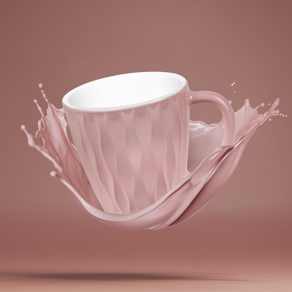 Larah By Borosil Curl Cup Set, Pastel Pink 200 ml x 6