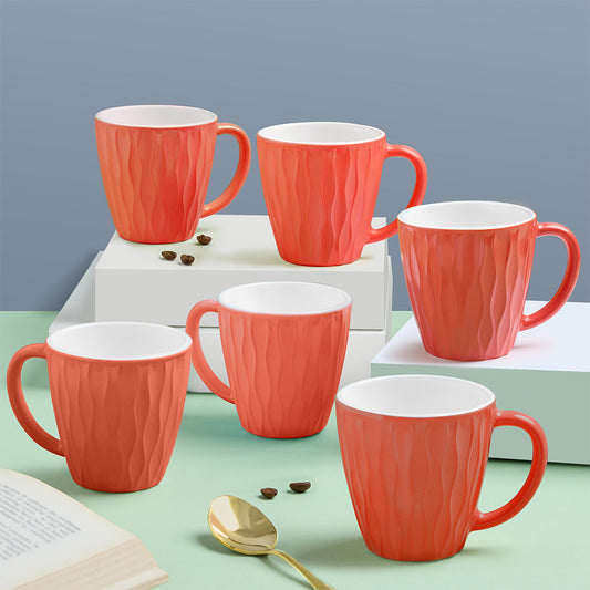 Larah By Borosil Curl Cup Set, Sunset Orange