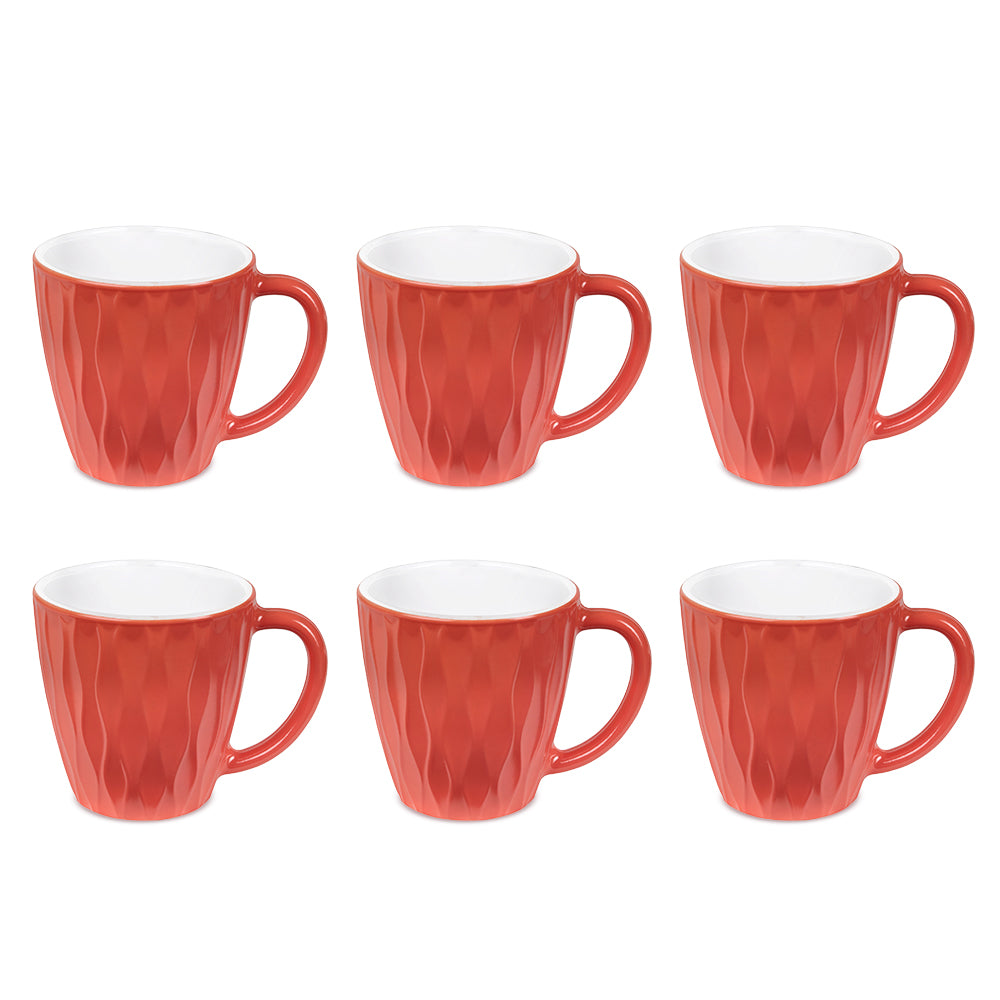 Larah By Borosil Curl Cup Set, Sunset Orange 200 ml x 6