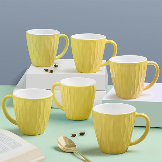 Larah By Borosil Curl Cup Set, Sun Yellow