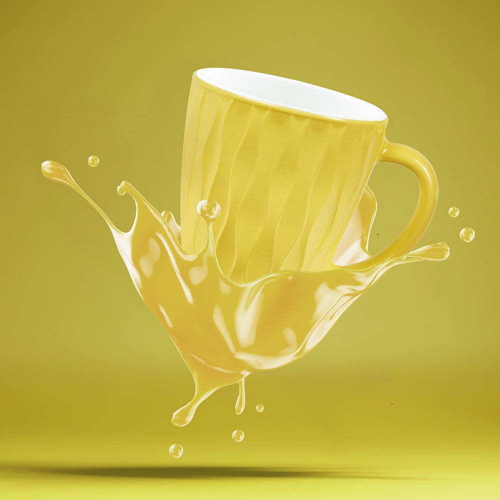 Larah By Borosil Curl Cup Set, Sun Yellow 200 ml x 6