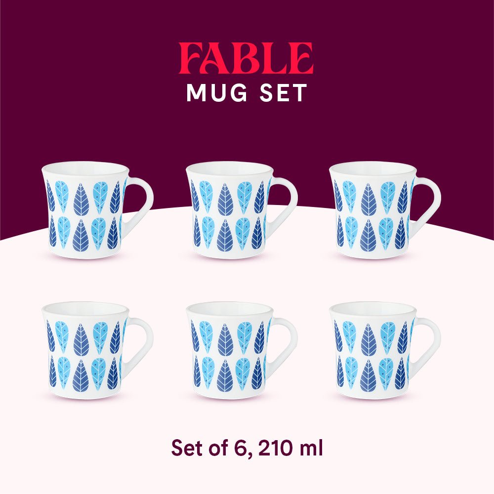 Larah by Borosil Crysta Fable Mug Set 210 ml x 6