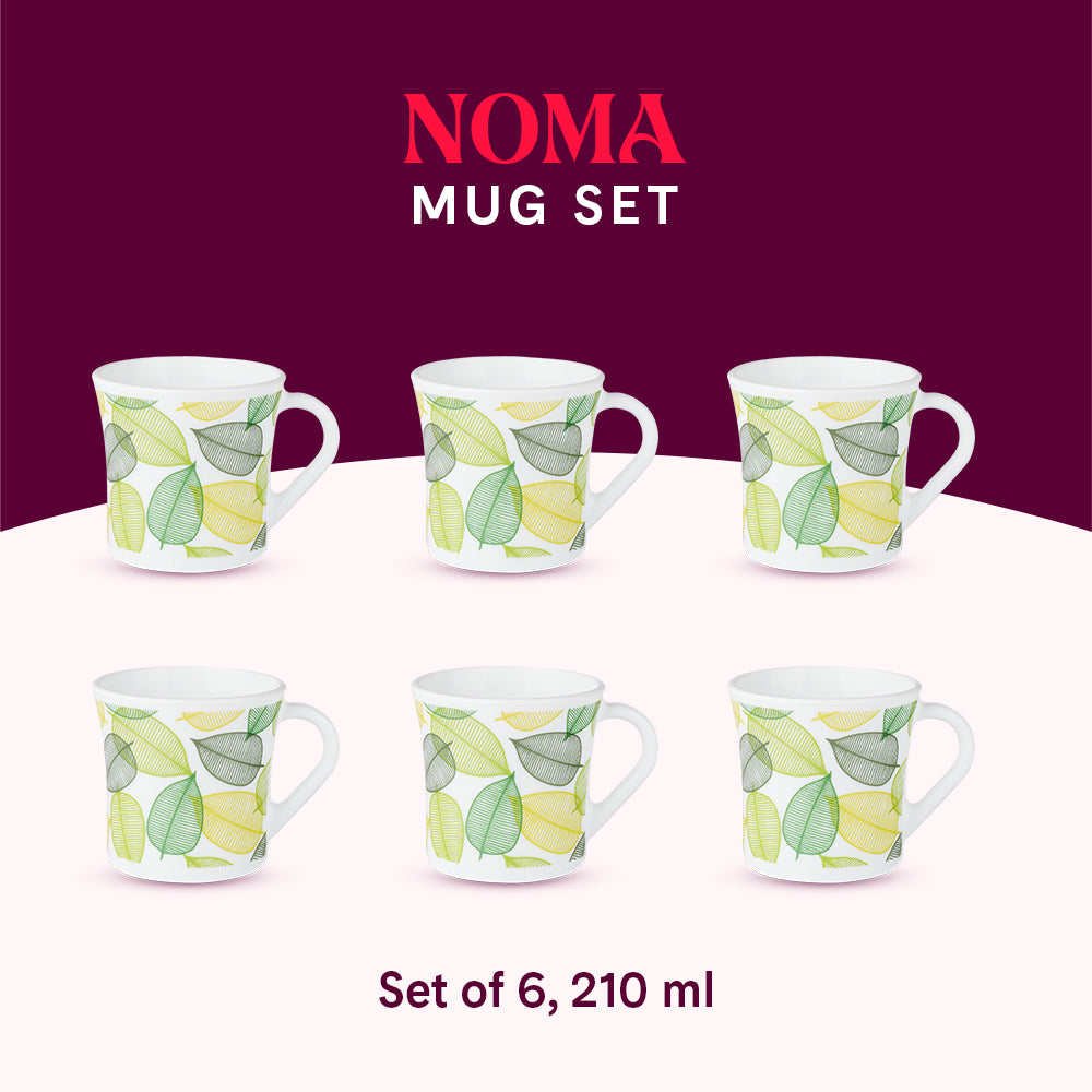 Larah by Borosil Crysta Noma Mug Set 210 ml x 6