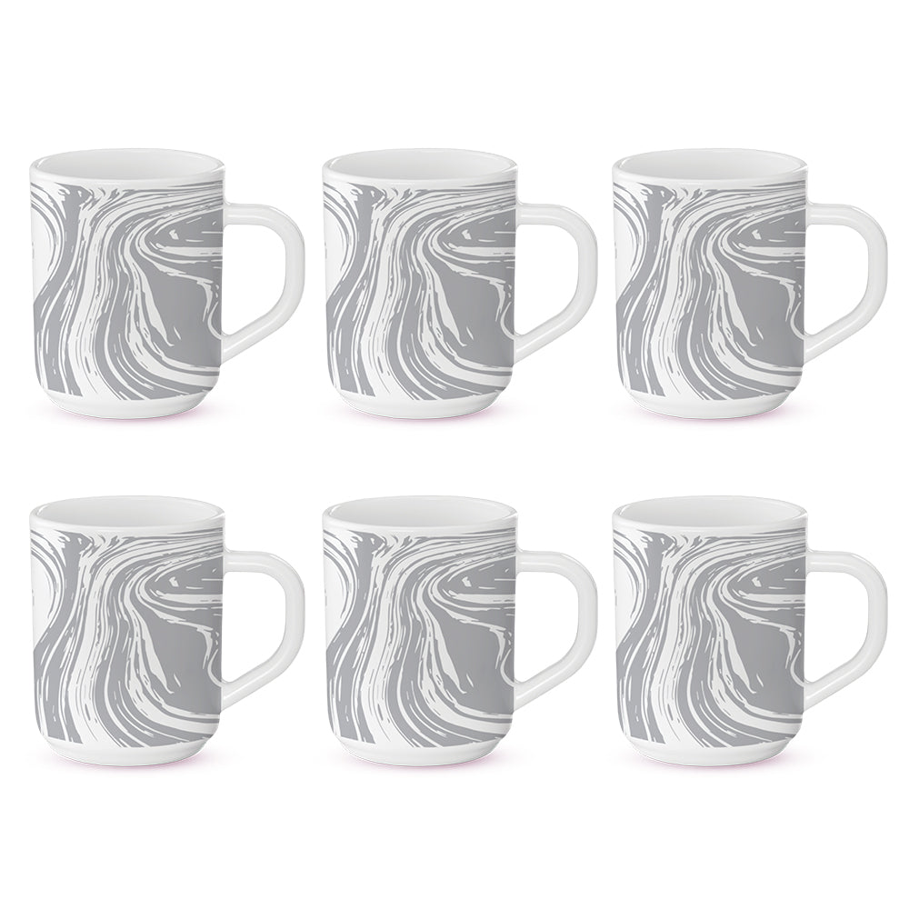 Larah by Borosil Marble Mug Set 240 ml x 6