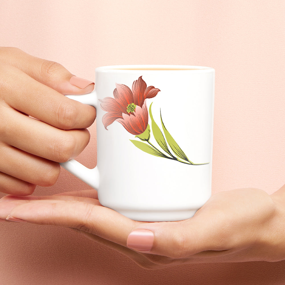 Larah by Borosil Red Iris Mug Set 240 ml x 6