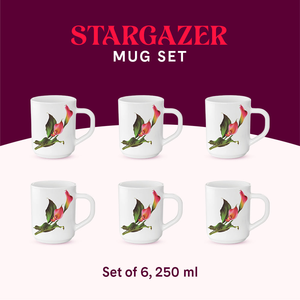 Larah by Borosil Stargazer Mug Set 240 ml x 6