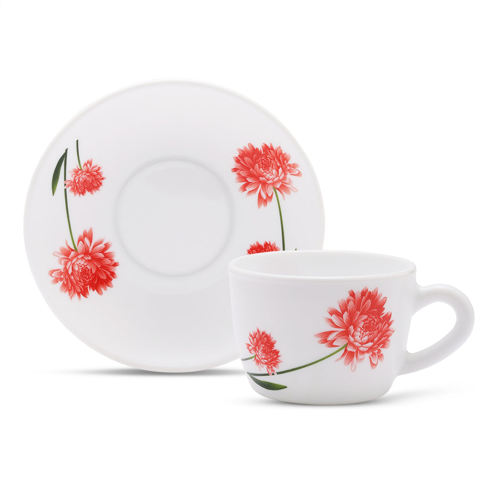 Larah by Borosil Belle Cup n Saucer Set 140 ml x 8