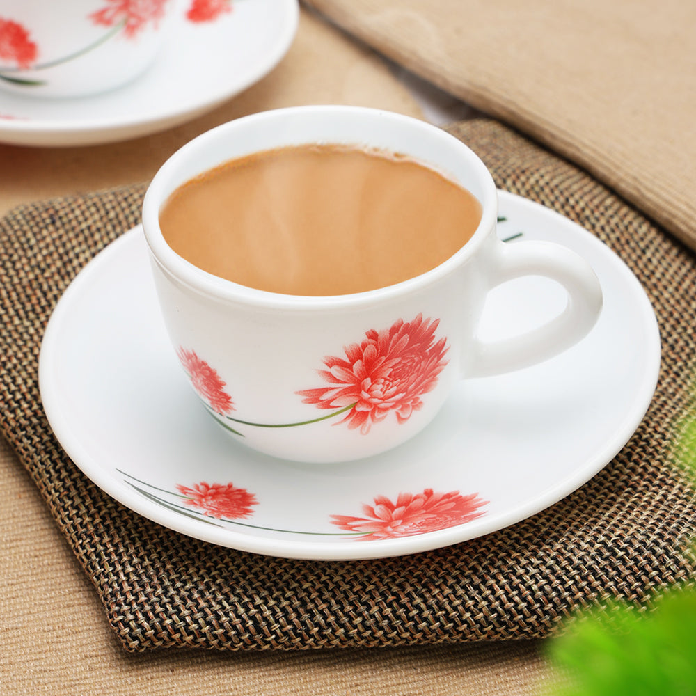 Larah by Borosil Belle Cup n Saucer Set 140 ml x 8
